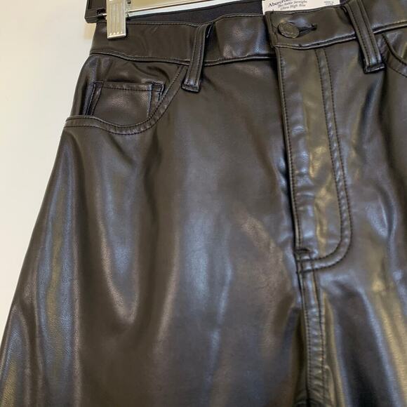 Abercrombie & Fitch Faux Leather Ankle Straight Pant Ultra High Rise Sz 27/4 - Picture 9 of 14